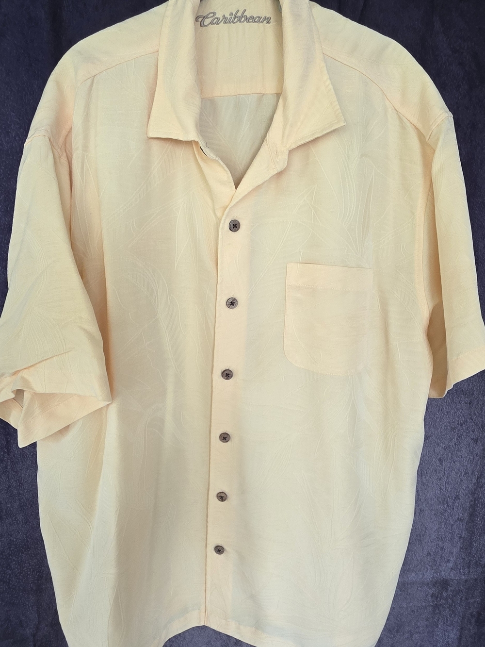 Caribbean Short-Sleeve Button-Down Shirt in Light Yellow
